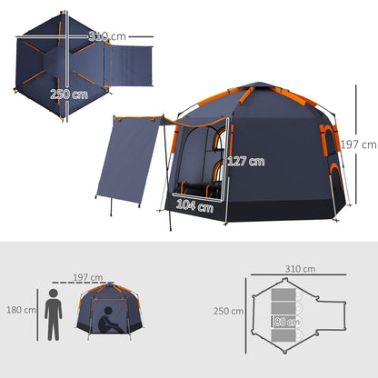 Outsunny Automatic Pop Up Camping Tent, Instant Setup 2-4 Man Tent with Mesh Windows, Waterproof & UV30+, Portable with Carry Bag for Fishing, Hiking, Backpacking, Dark Grey