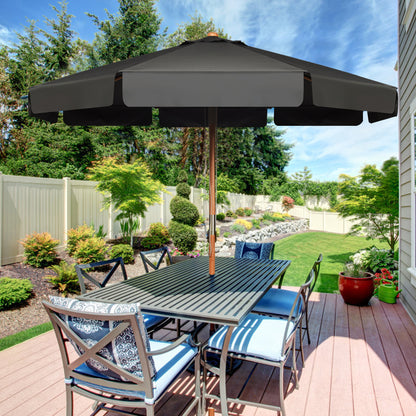 300 CM Patio Market Table Umbrella with Adjustable Height and Angle-Black