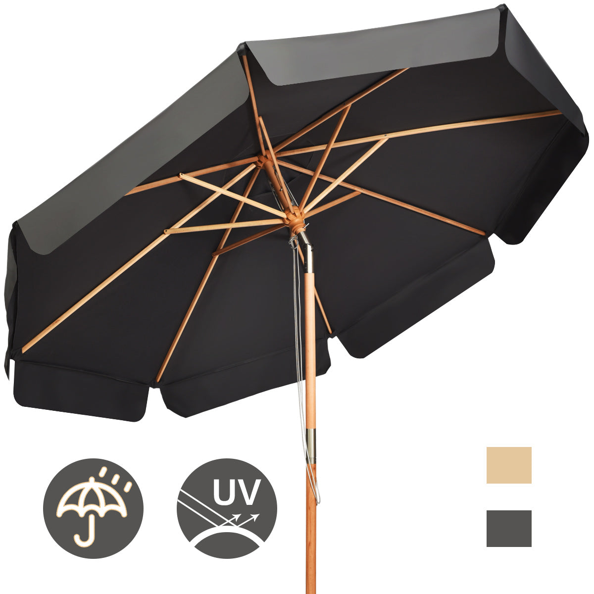 300 CM Patio Market Table Umbrella with Adjustable Height and Angle-Black