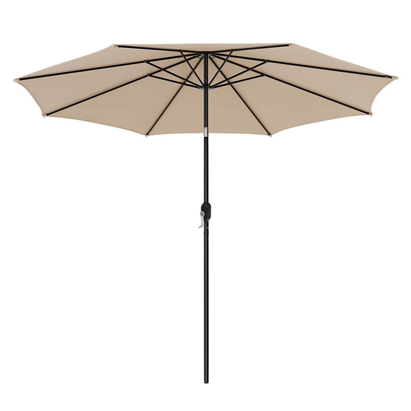 300cm Patio Umbrella with Push Button Tilt Crank Handle and 8 Sturdy Ribs-Beige