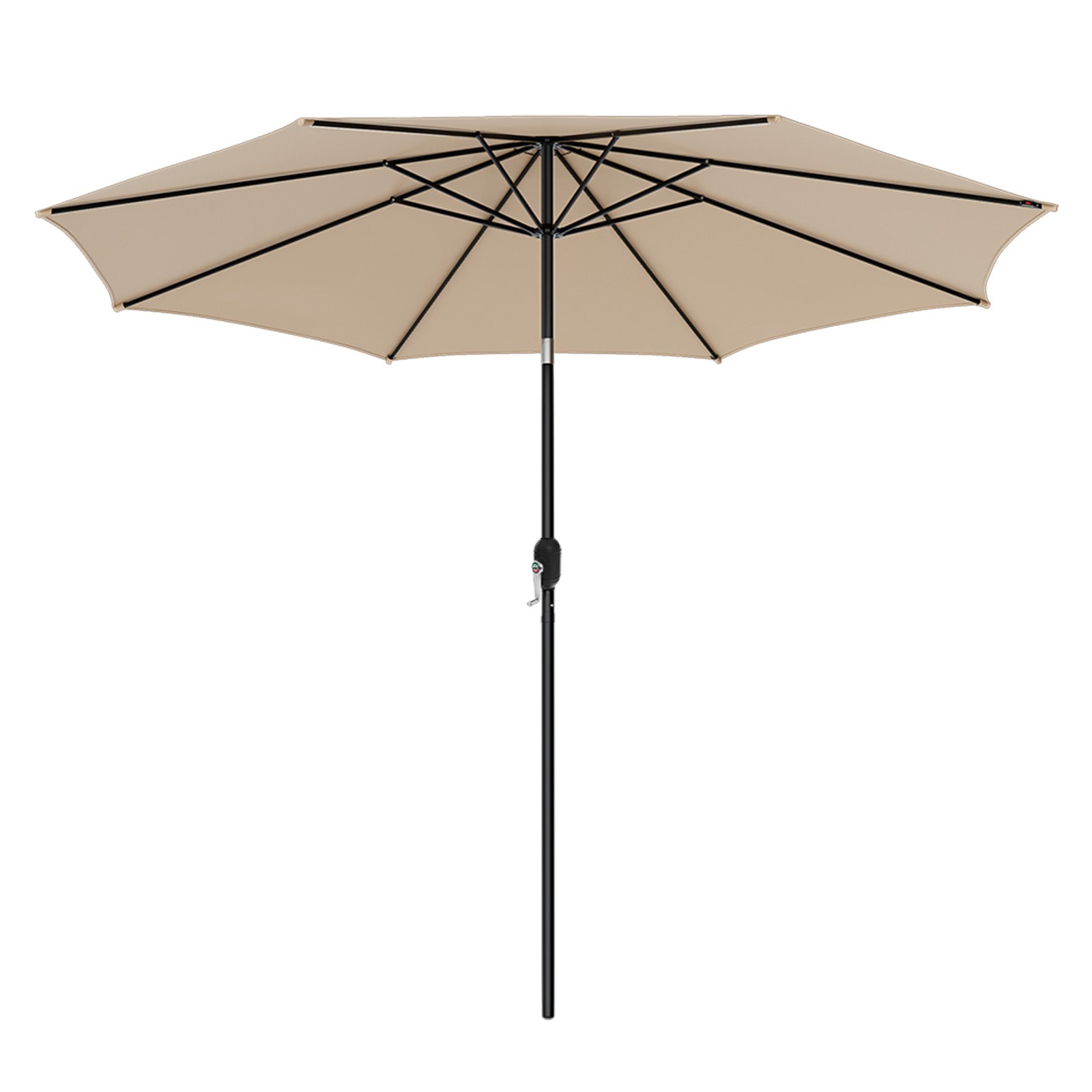 300cm Patio Umbrella with Push Button Tilt Crank Handle and 8 Sturdy Ribs-Beige