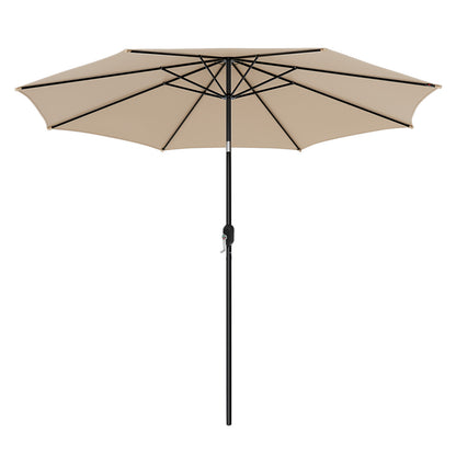 300cm Patio Umbrella with Push Button Tilt Crank Handle and 8 Sturdy Ribs-Beige