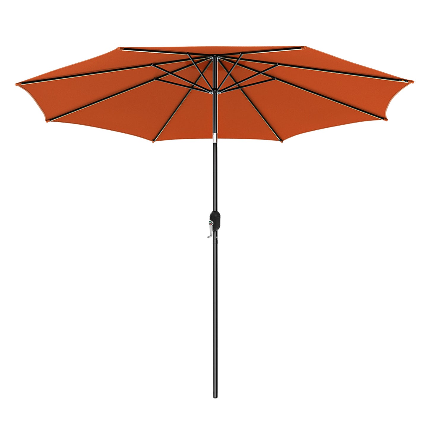 300cm Patio Umbrella with Push Button Tilt Crank Handle and 8 Sturdy Ribs-Orange