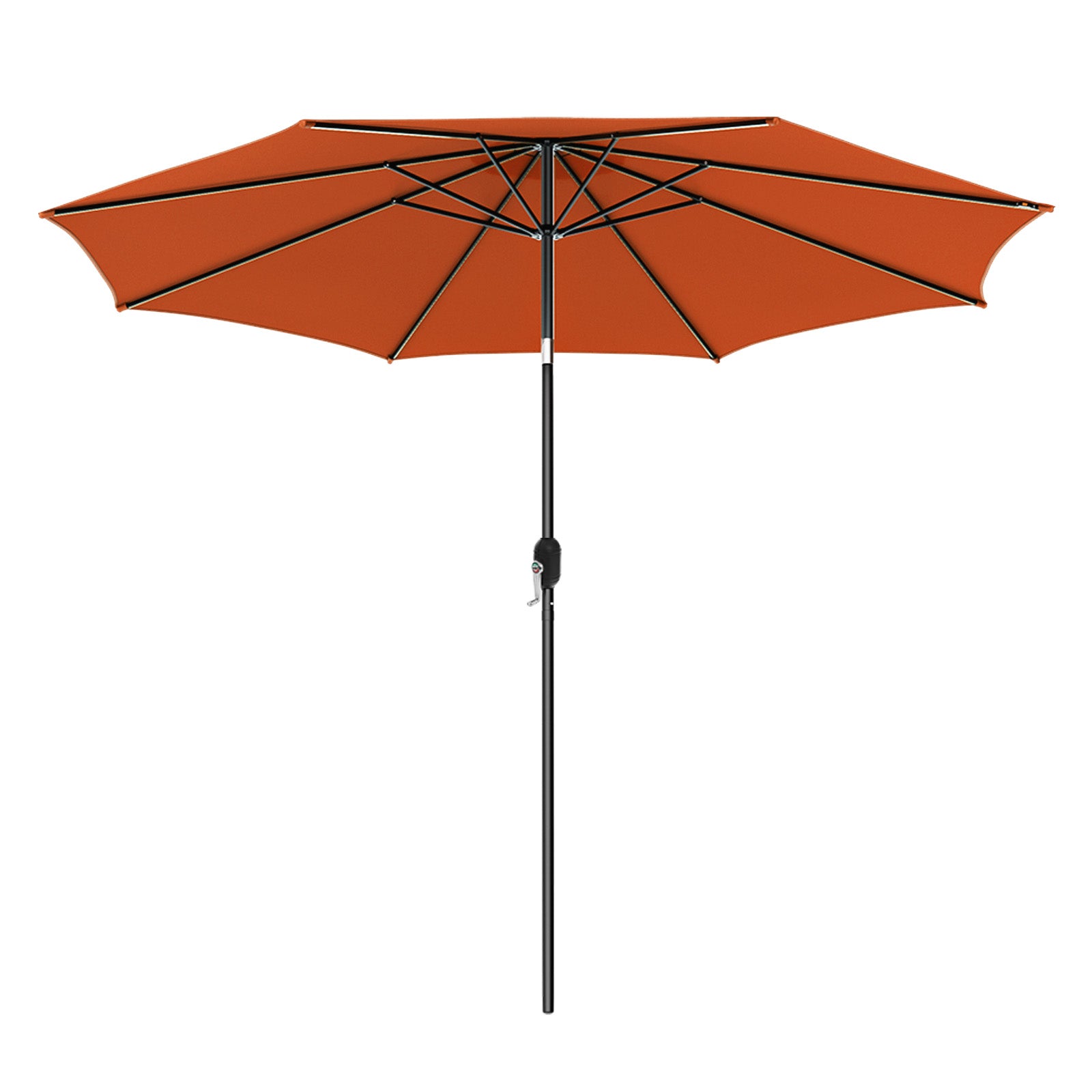 300cm Patio Umbrella with Push Button Tilt Crank Handle and 8 Sturdy Ribs-Orange