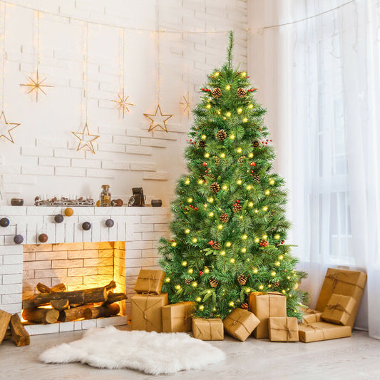 6ft Artificial Pre-Lit Christmas Tree with 250 Warm LED Lights