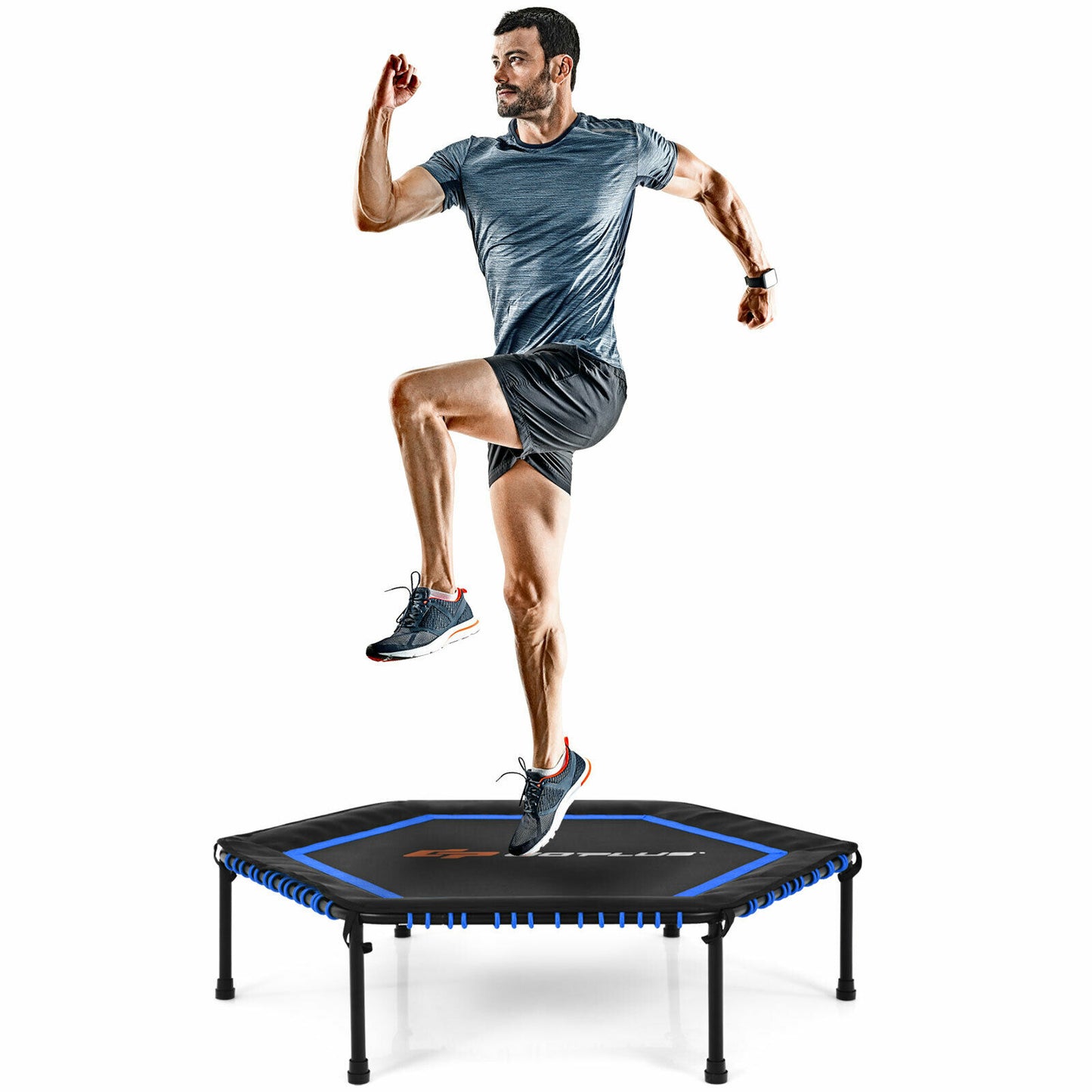 50" Fitness Trampoline Gym Exercise Jumping Foldable Rebouncer-Blue