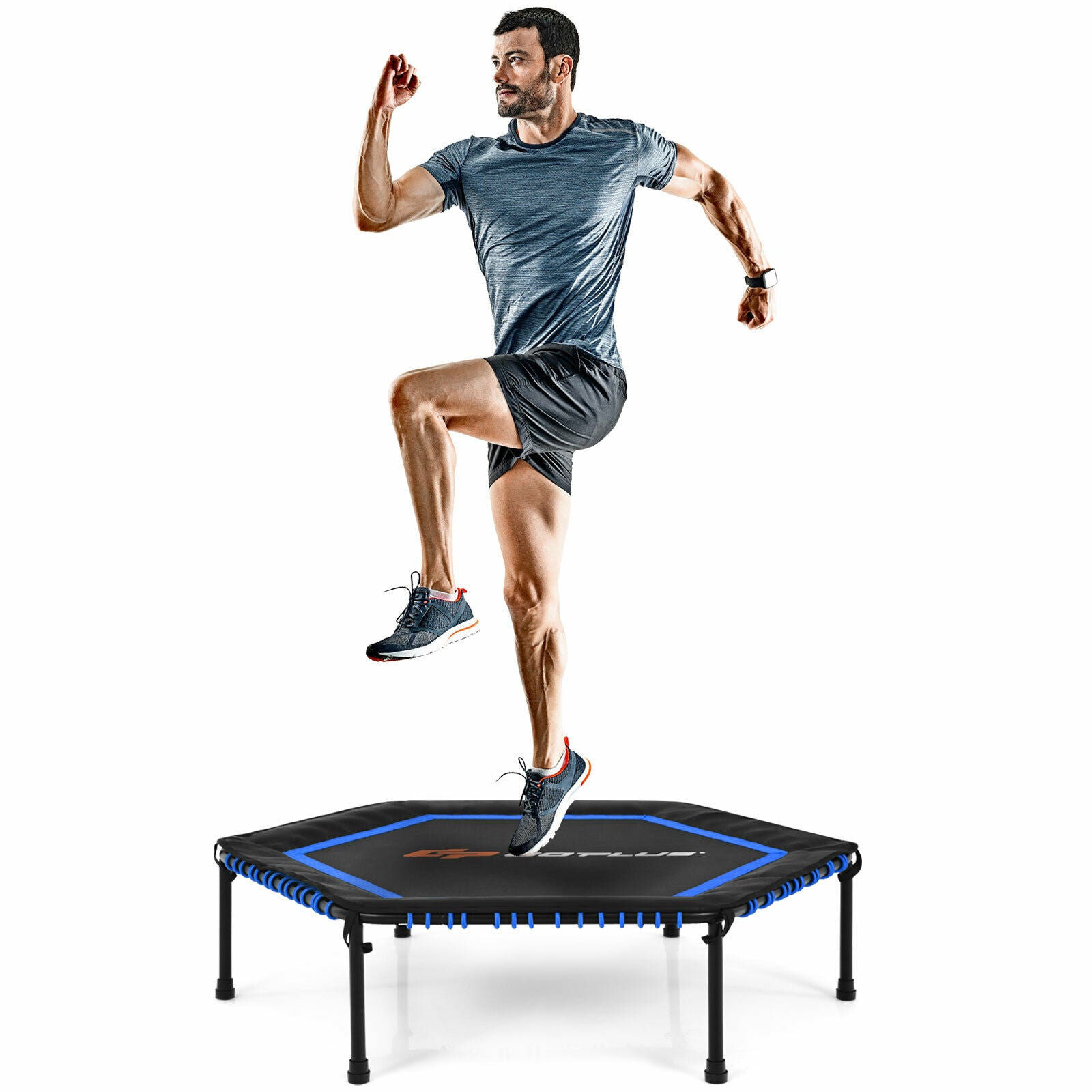 50" Fitness Trampoline Gym Exercise Jumping Foldable Rebouncer-Blue