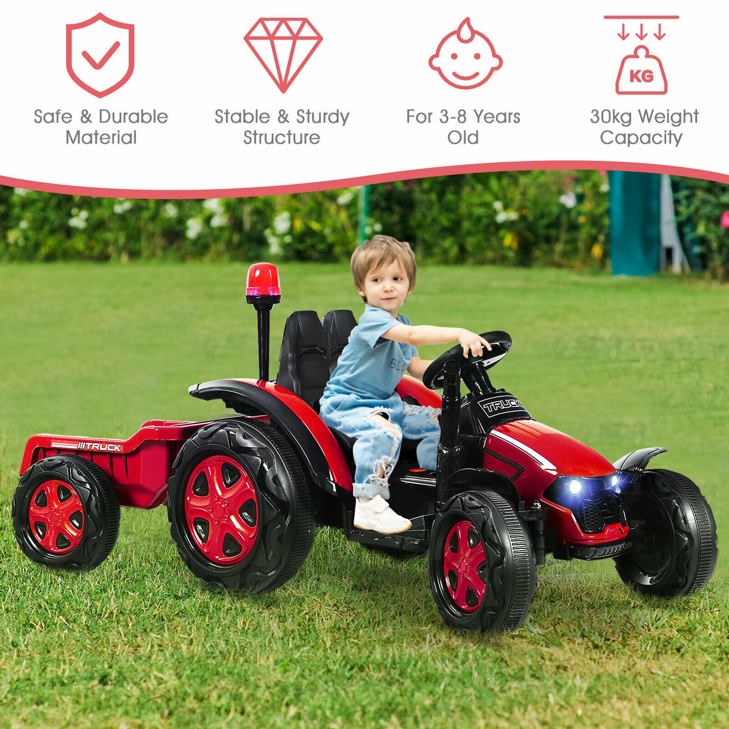 12V Kids Ride On Tractor Electric Car with Remote Control-Red