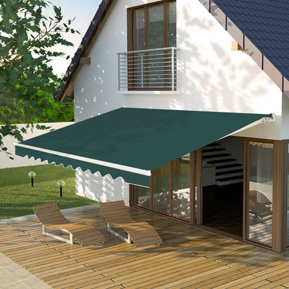 Patio Awning Sun Shade Retractable Shelter Outdoor-Dark Green
