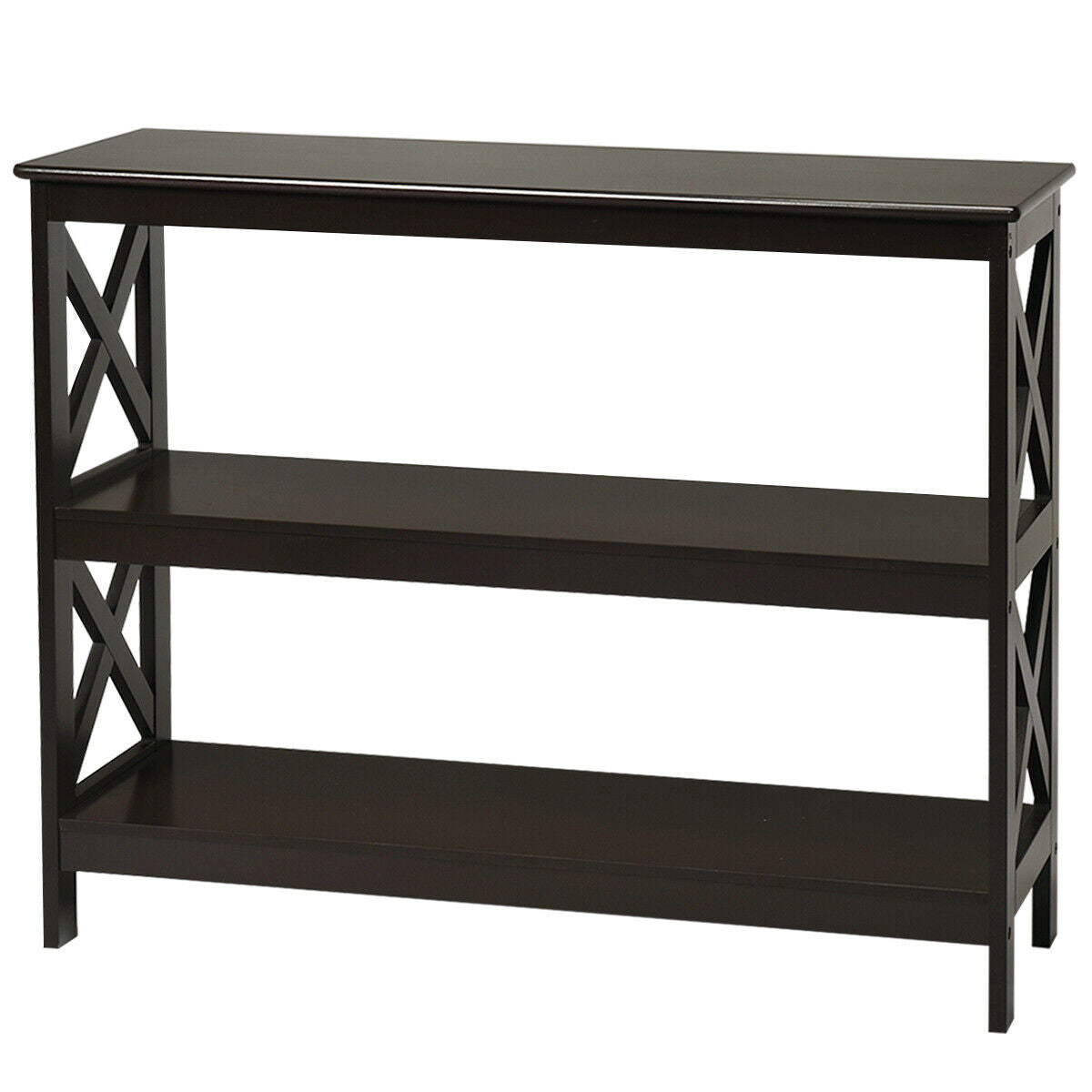 Industrial 3-Tier Console Table with Storage Shelf-Brown