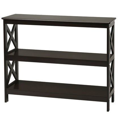 Industrial 3-Tier Console Table with Storage Shelf-Brown
