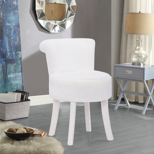 Plush Makeup Dressing Stool - White