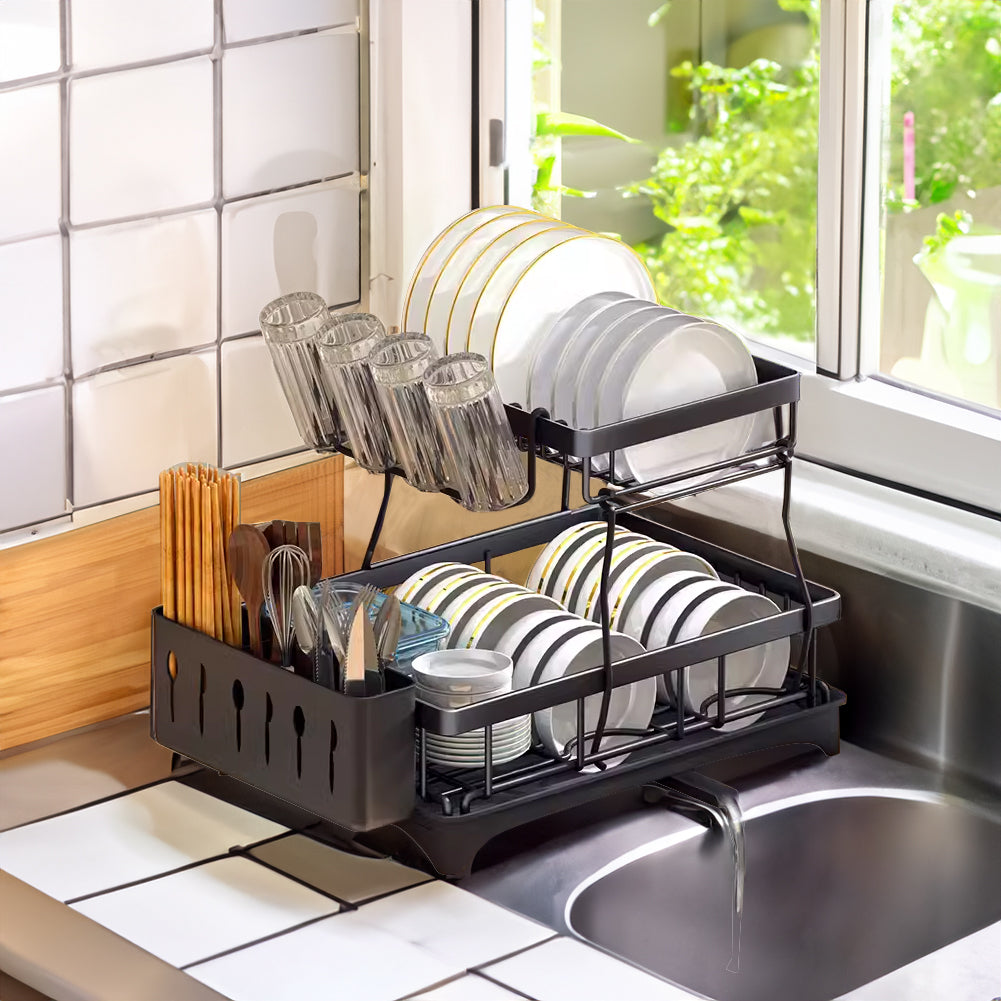 2 Tier Dish Drying Rack Dish Rack for Kitchen Counter
