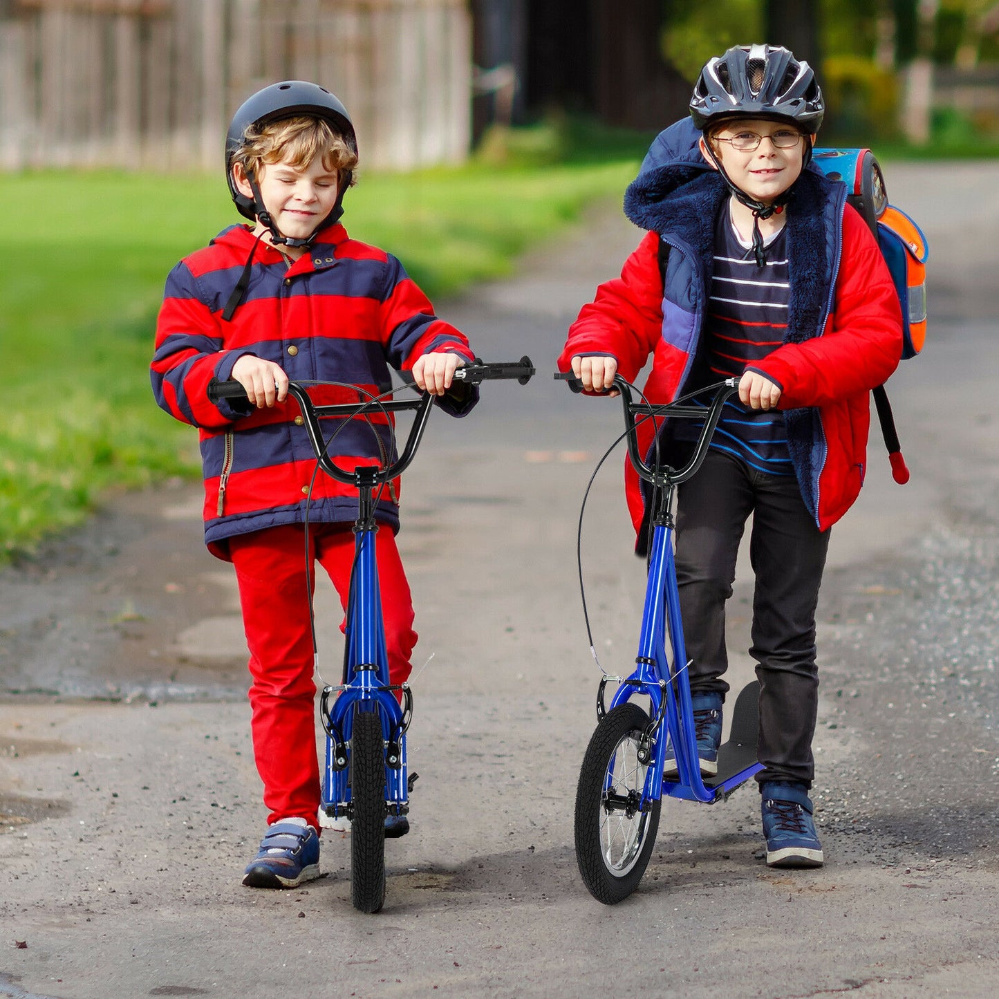 Children's Urban Scooter with Dual Hand Brakes and Adjustable Handlebar-Navy