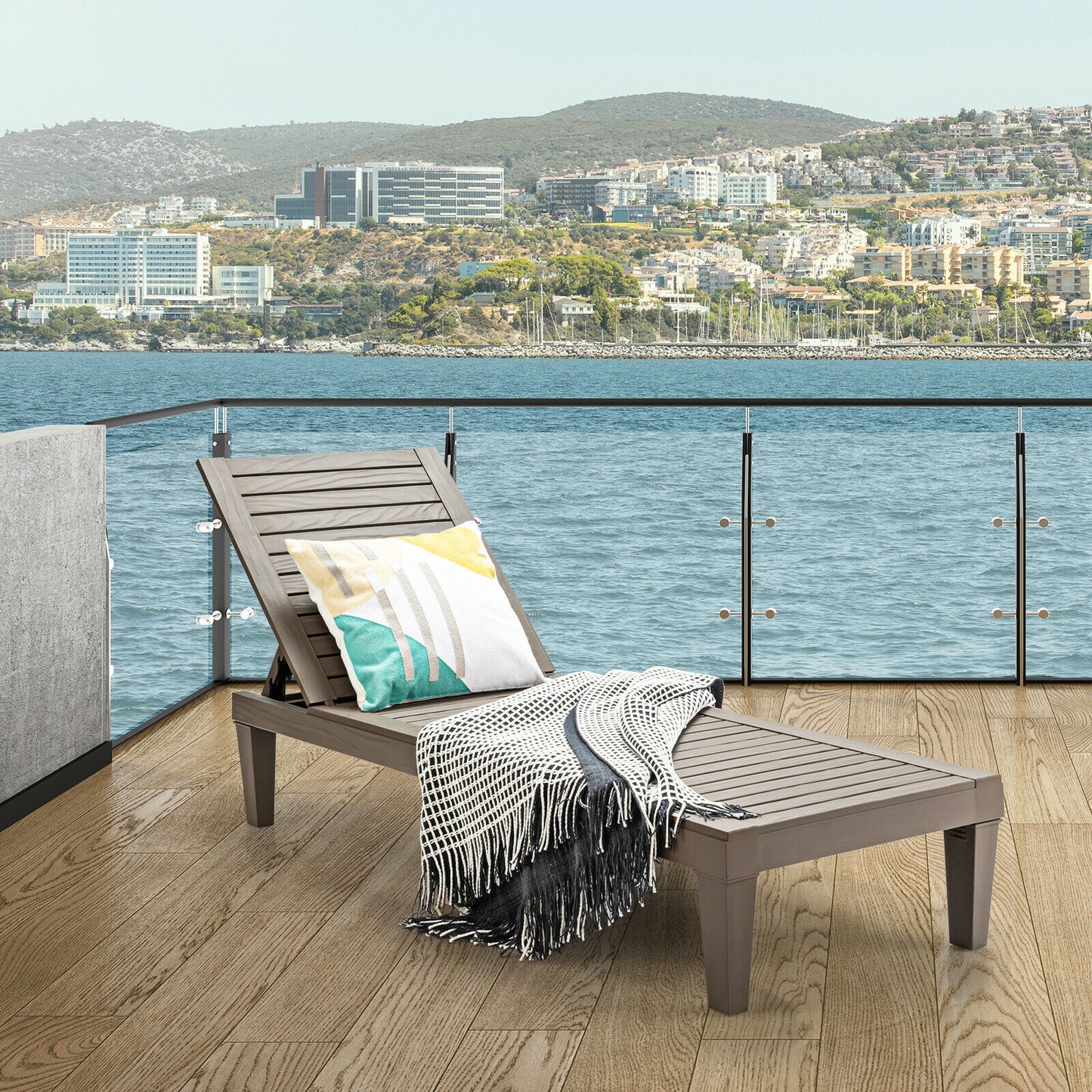 Adjustable Recliner Lounger Beach-Brown