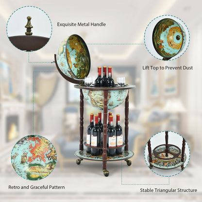 Retro Globe Drinks Cabinet With Map Patterns on Wheels