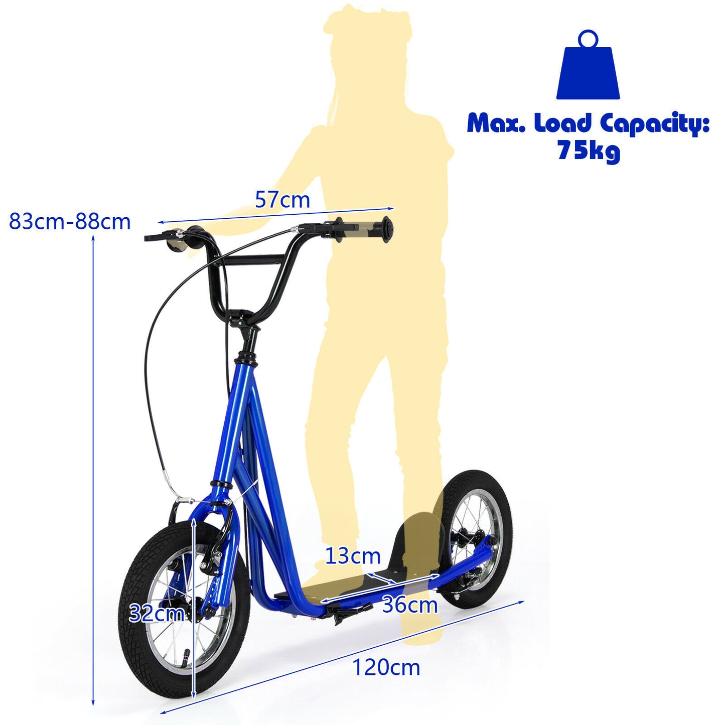 Children's Urban Scooter with Dual Hand Brakes and Adjustable Handlebar-Navy
