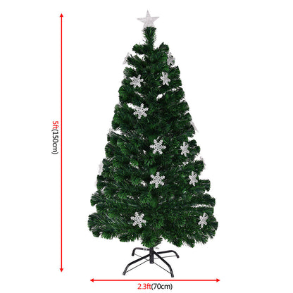 5ft/1.5m Fibre Optic Christmas Tree with Snowflake and Star Decoration