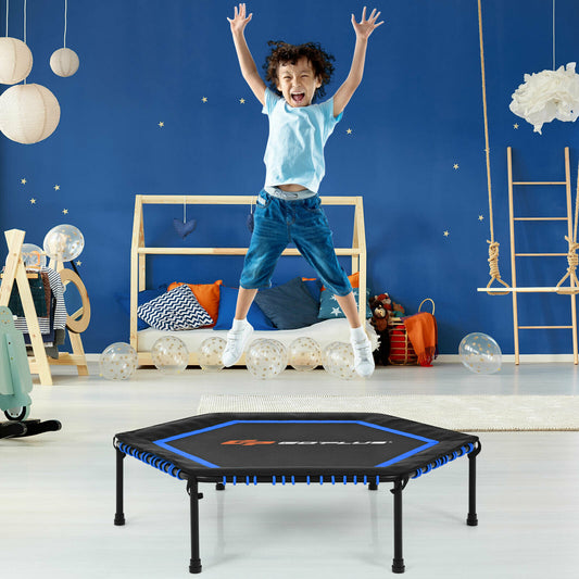 50" Fitness Trampoline Gym Exercise Jumping Foldable Rebouncer-Blue
