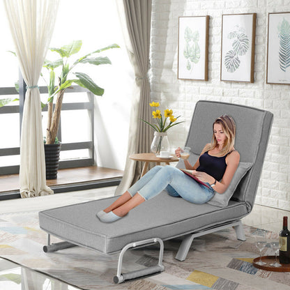 Convertible Folding Sofa Bed with 5 Position Recliner-Grey