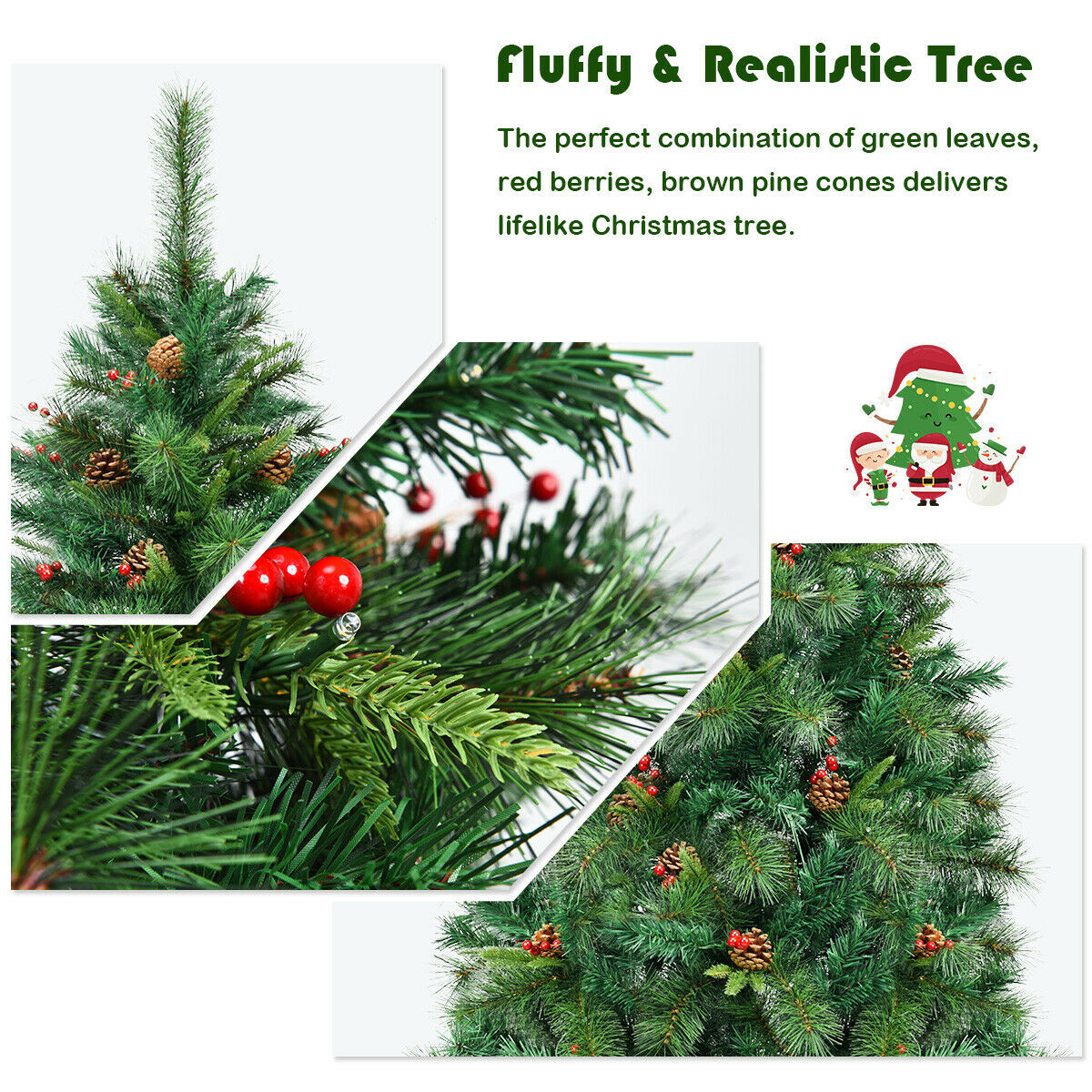 6ft Artificial Pre-Lit Christmas Tree with 250 Warm LED Lights