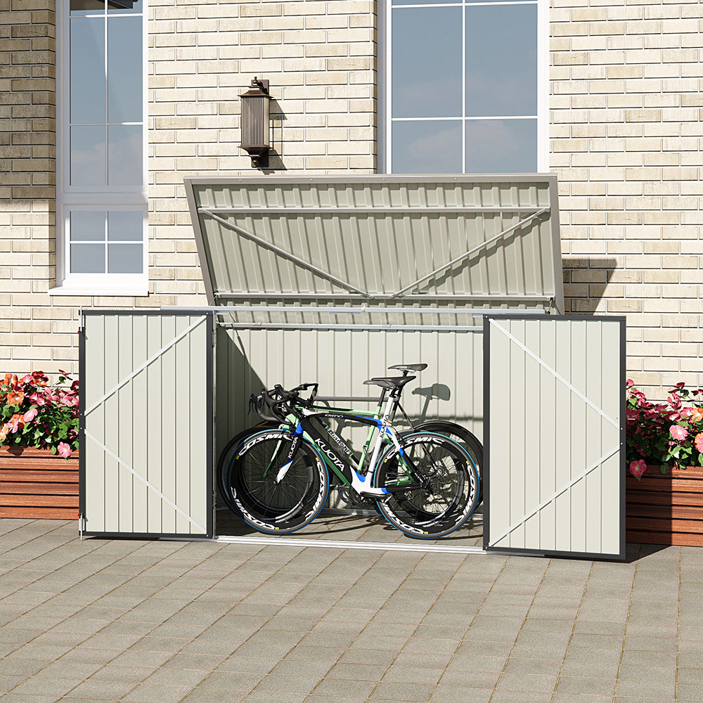 Pent Roof Metal Garden Shed with Hinged Lid