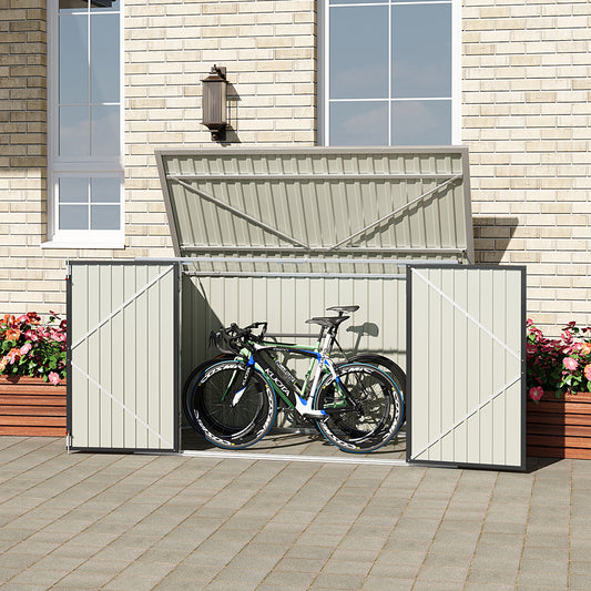 Pent Roof Metal Garden Shed with Hinged Lid
