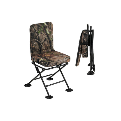 360° Swivel Folding Silent Hunting Chair with Padded Seat and Backrest-Camouflage