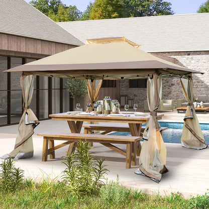 Pop up Gazebo with Vented Top and Portable Canopy Shelter-with Mesh Netting