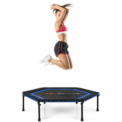 50" Fitness Trampoline Gym Exercise Jumping Foldable Rebouncer-Blue
