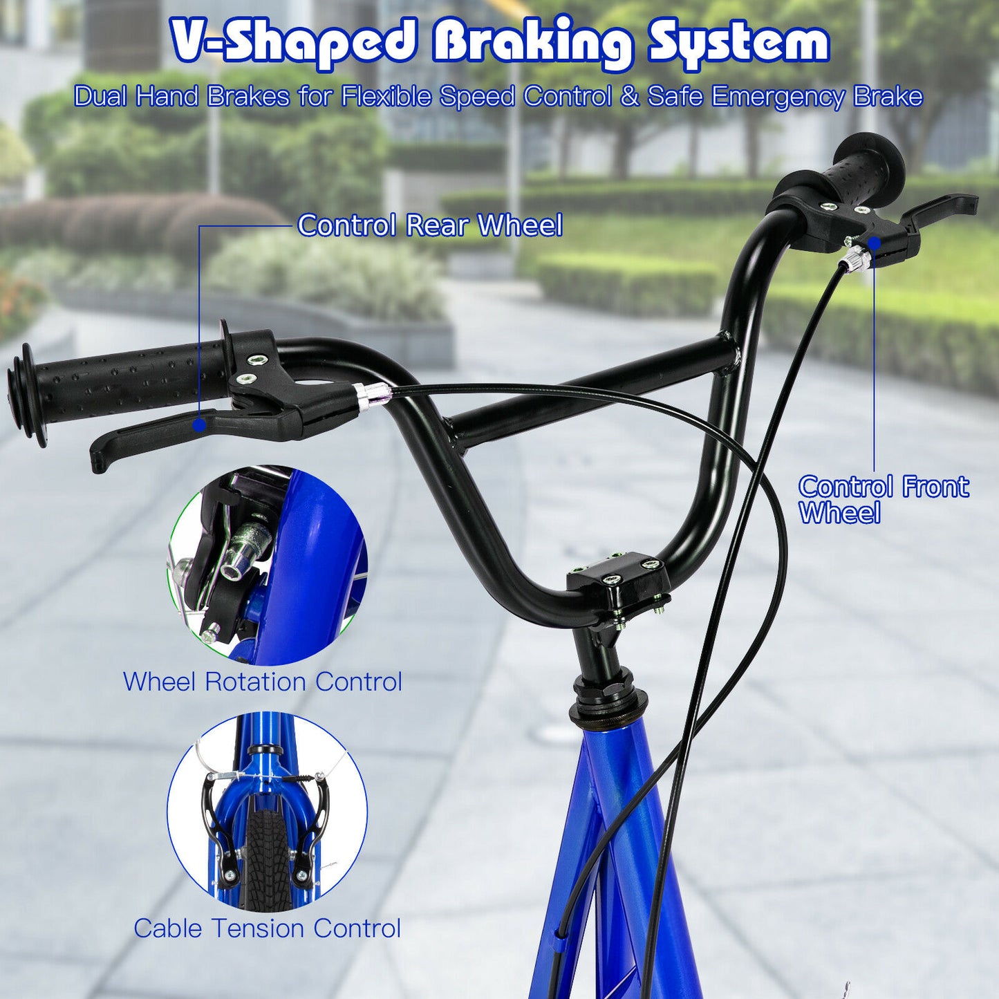 Children's Urban Scooter with Dual Hand Brakes and Adjustable Handlebar-Navy