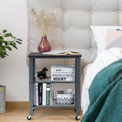 3 Tier Kitchen Utility Trolley with Wheels-Grey