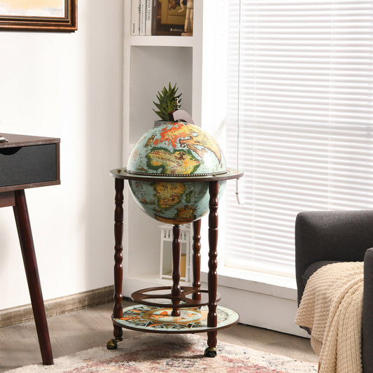 Retro Globe Drinks Cabinet With Map Patterns on Wheels