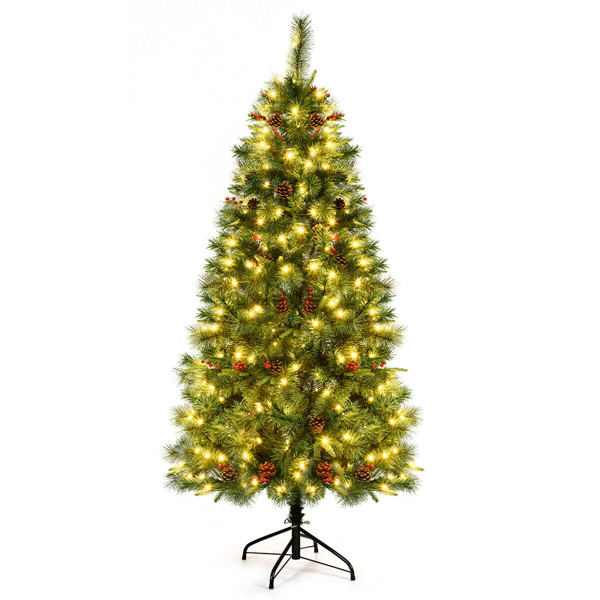 6ft Artificial Pre-Lit Christmas Tree with 250 Warm LED Lights
