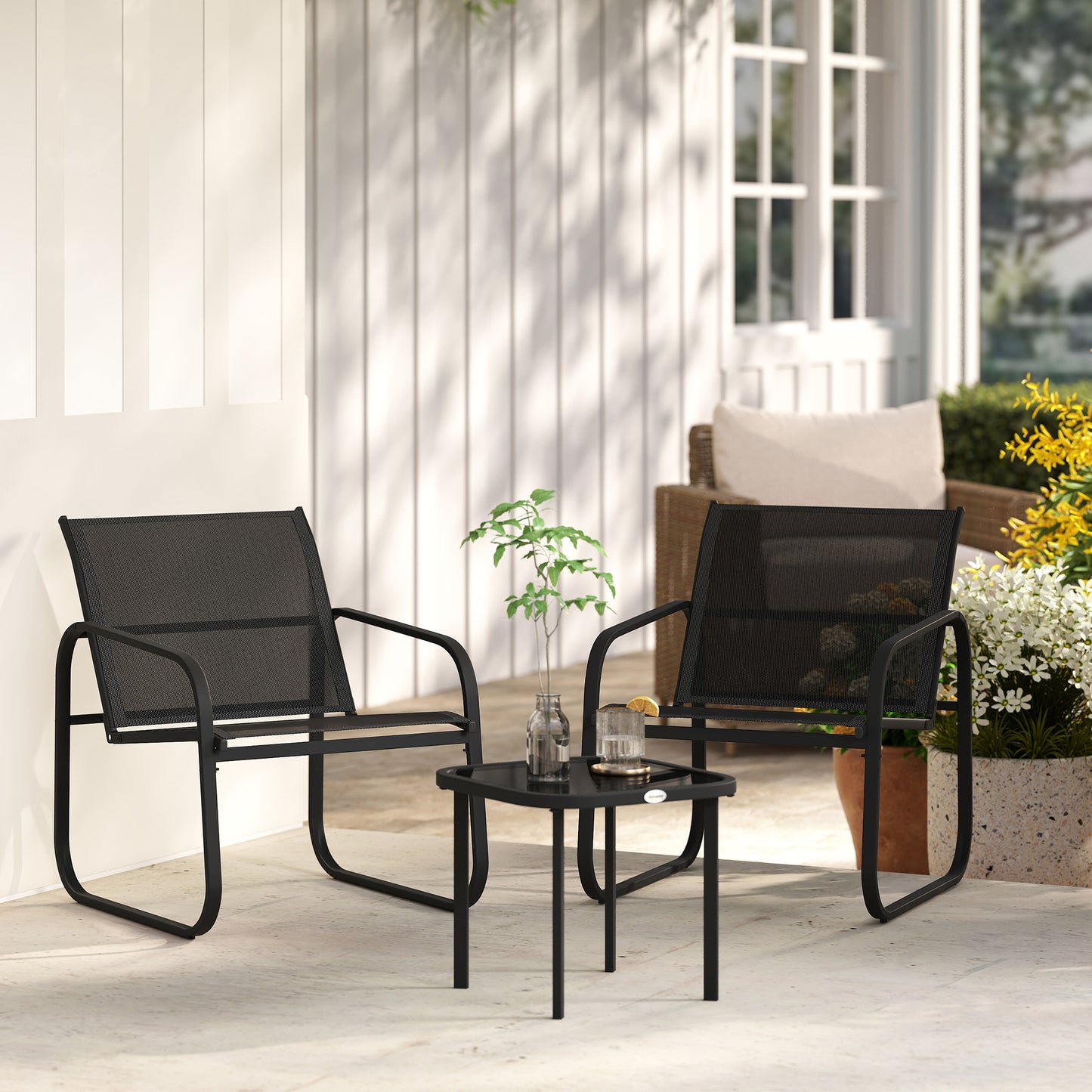 Outsunny Three-Piece Garden Seating Set - Black