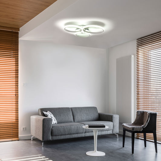 HOMCOM Modern Three Circle LED Ceiling Lamp Light with Metal Base for Bedroom, Hallway, Dining Room, Living Room