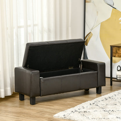 HOMCOM PU Leather Upholstered Flip-Lip Ottoman Black