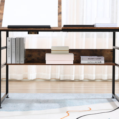 HOMCOM Adjustable Drafting Table Art Desk Drawing Table, Craft Desk Workstation for Painting, Multifunctional Writing Desk w/ 15-Level Tabletop