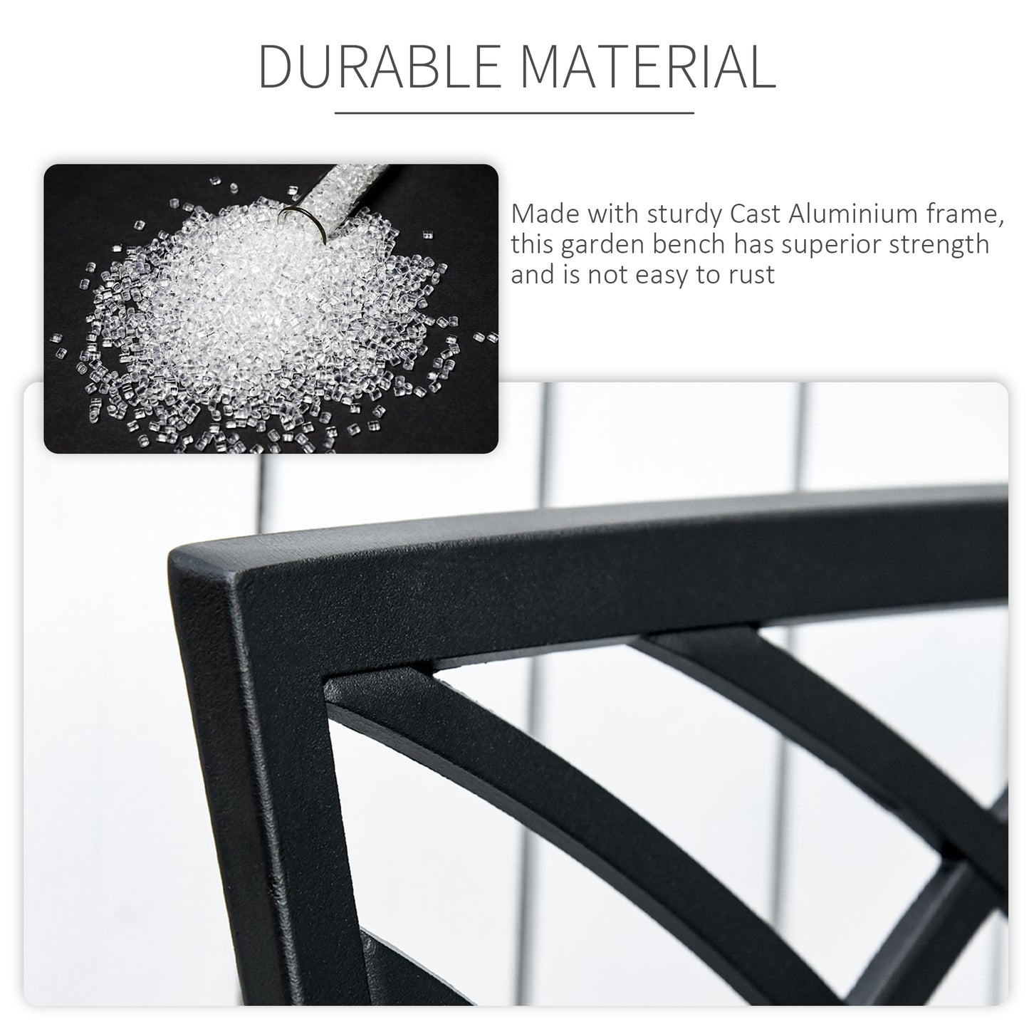 Outsunny 2-Seater Aluminium Garden Bench Loveseat Outdoor Furniture with Decorative Backrest & Ergonomic Armrest for Patio Terrace Porch