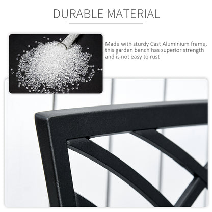 Outsunny 2-Seater Aluminium Garden Bench Loveseat Outdoor Furniture with Decorative Backrest & Ergonomic Armrest for Patio Terrace Porch