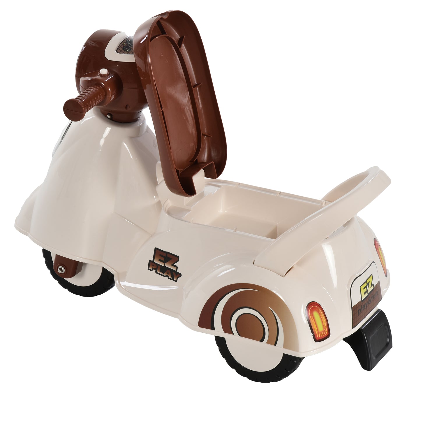 HOMCOM Toddlers Musical Plastic Push Tricycle White/Brown