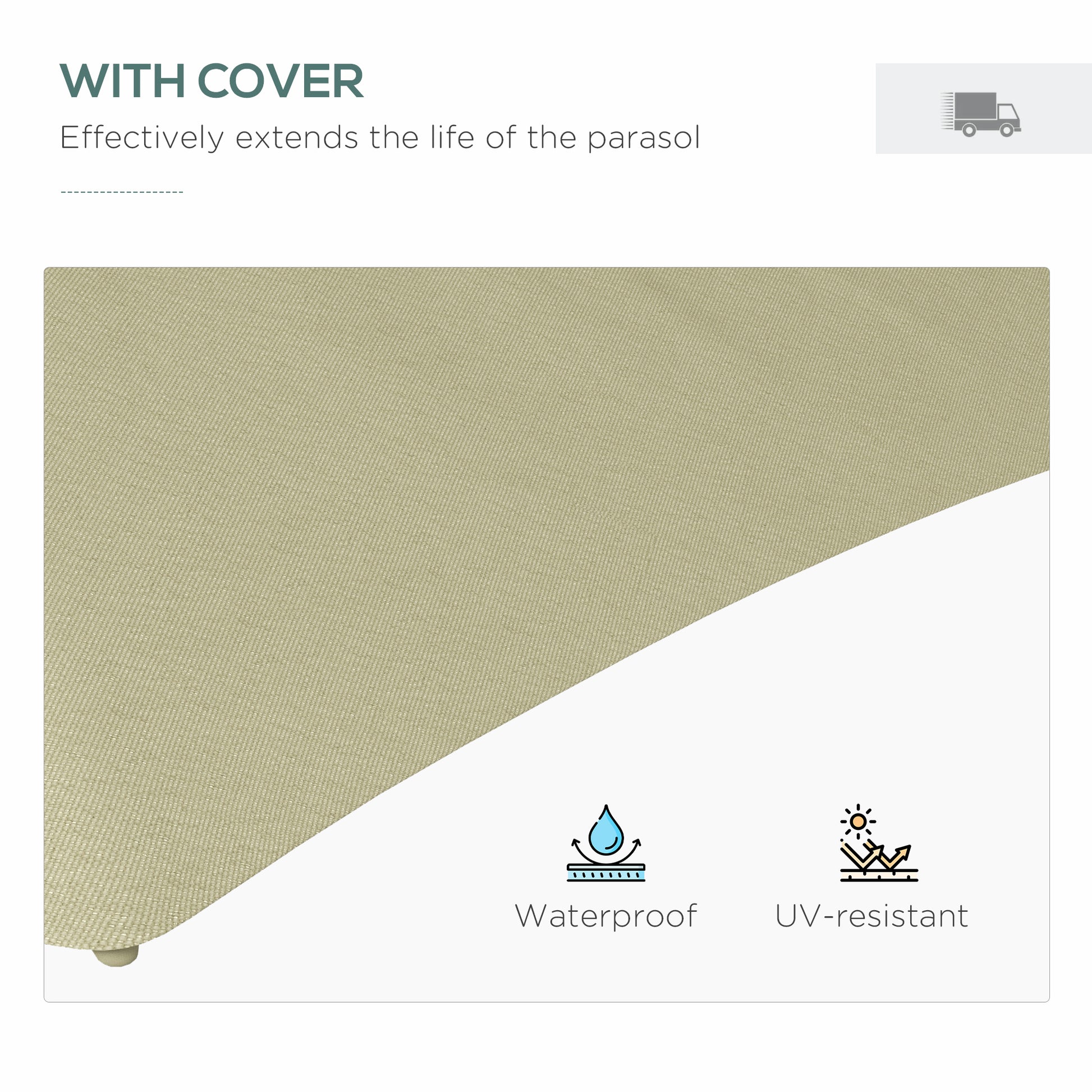 Outsunny 3(m) Solar LED Cantilever Parasol, Beige