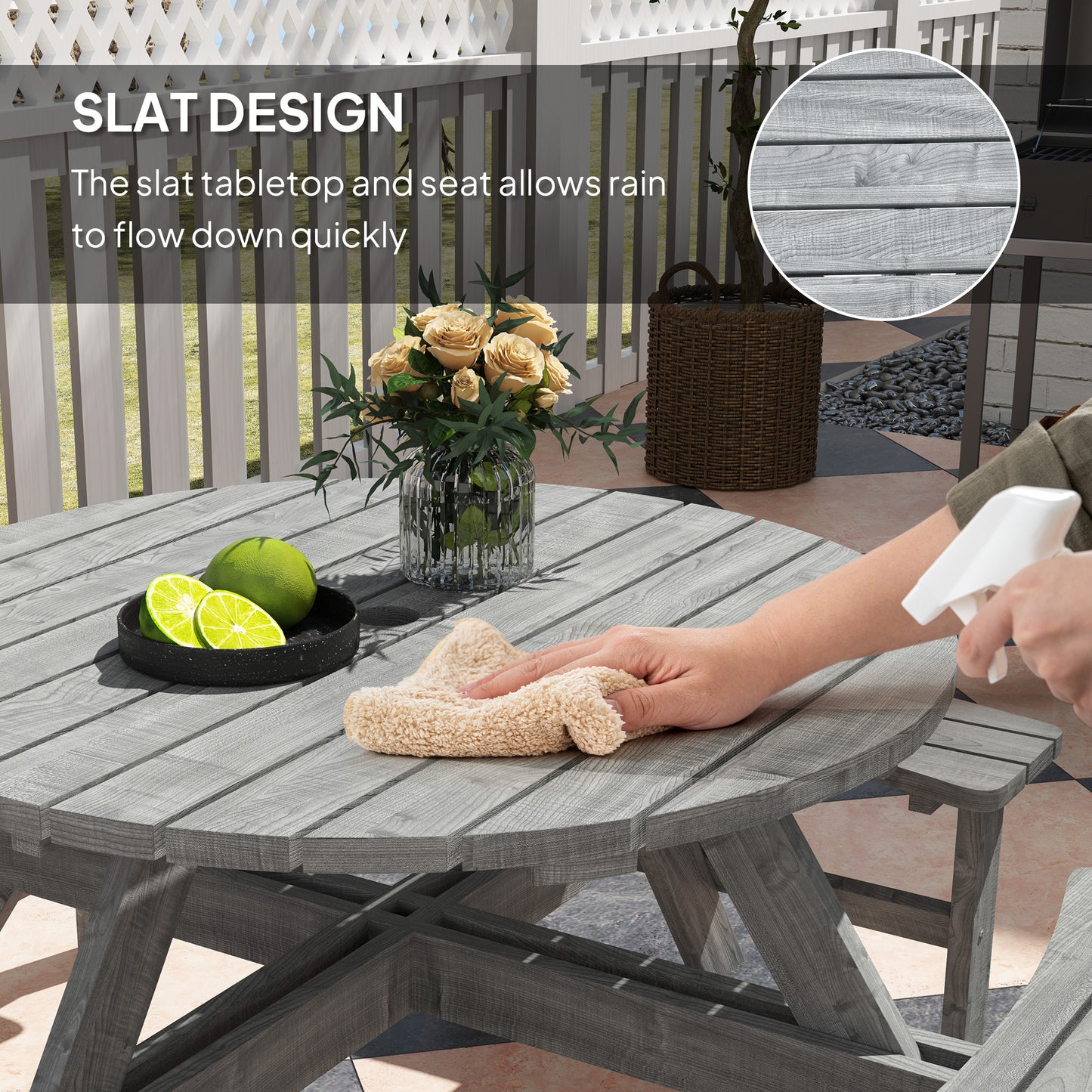 Outsunny 8-Seater Wooden Picnic Set-Fir Wood