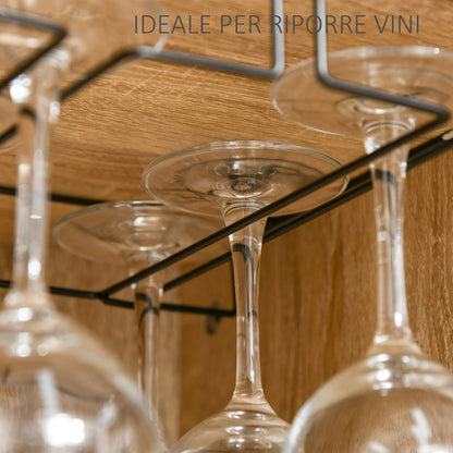 HOMCOM Wine Rack for 12 Bottles, Freestanding Wine Rack Sideboard Serving Bar with Glass Holders, Brown