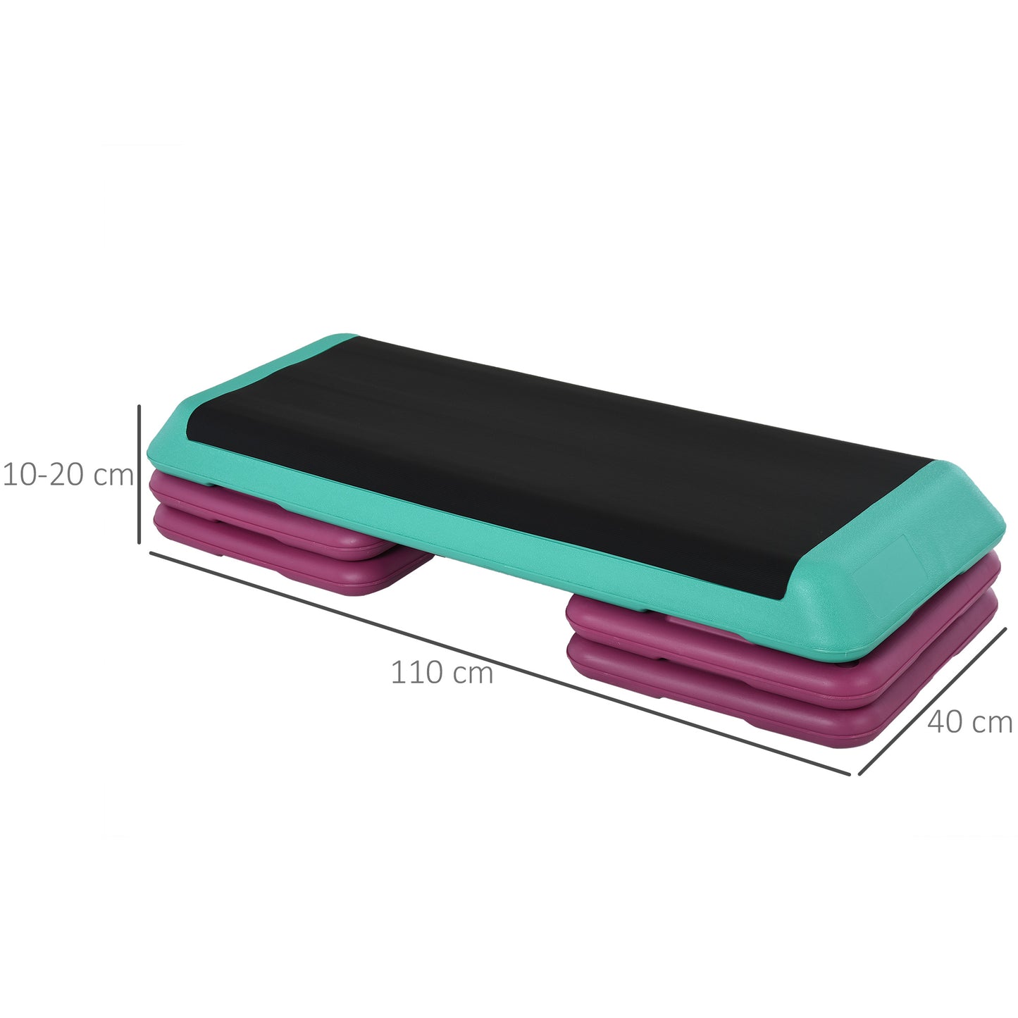 HOMCOM 3-Level Adjustable 10/15/20cm Aerobic Stepper Exercise Platform w/ Non-Slip Top Compact Work Out Home Office Indoor Outdoor Fitness Equipment