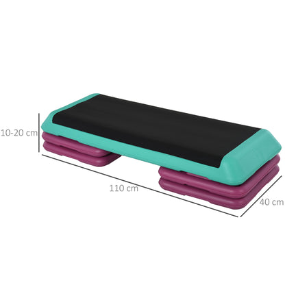 HOMCOM 3-Level Adjustable 10/15/20cm Aerobic Stepper Exercise Platform w/ Non-Slip Top Compact Work Out Home Office Indoor Outdoor Fitness Equipment