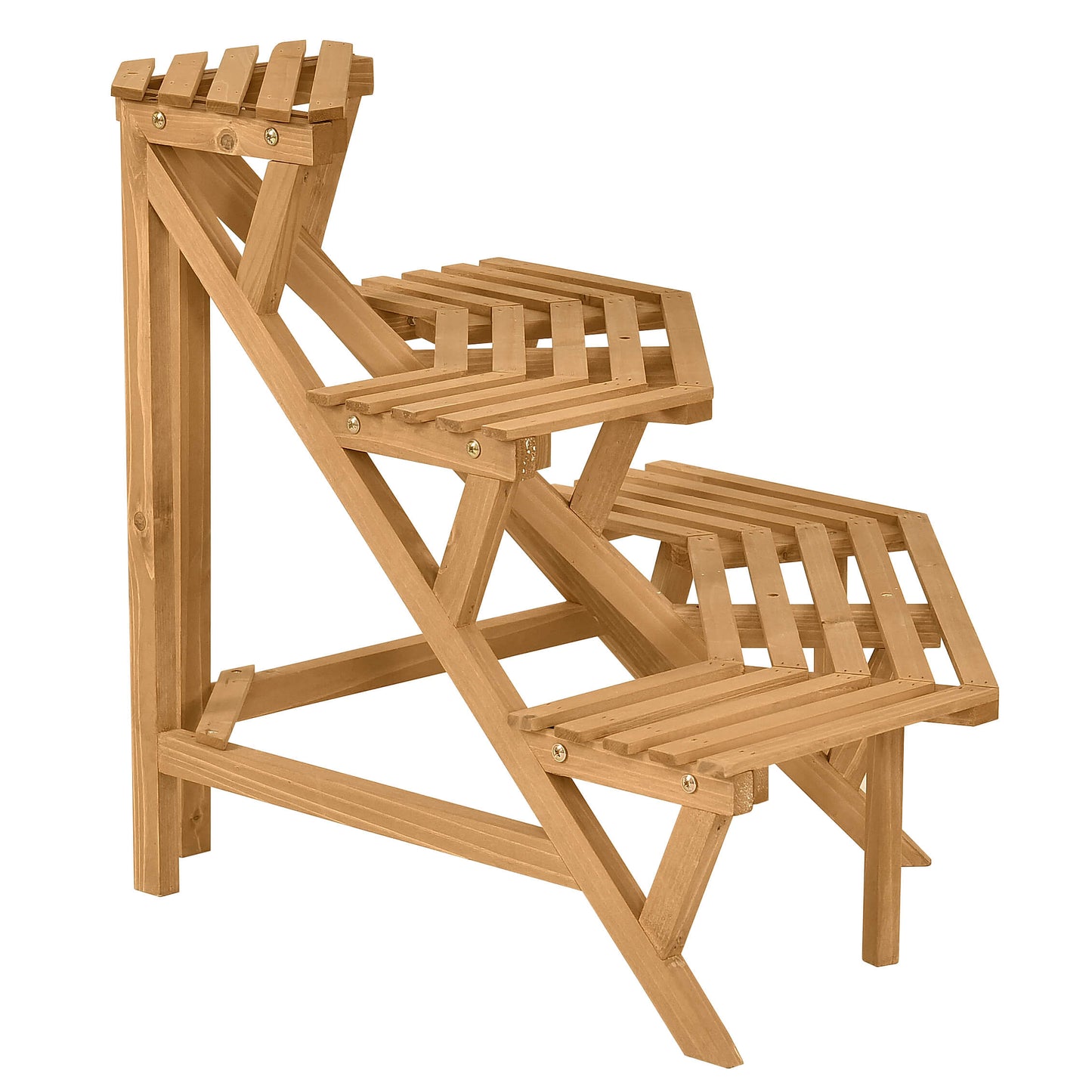 3-Tier Wooden Plant Pot Stand for Indoor Outdoor Garden Corner