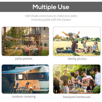 Outsunny 3 x 2.5m Patio Metal Gazebo Door Window Awning Wall Mount Metal Outdoor Shelter Charcoal Grey