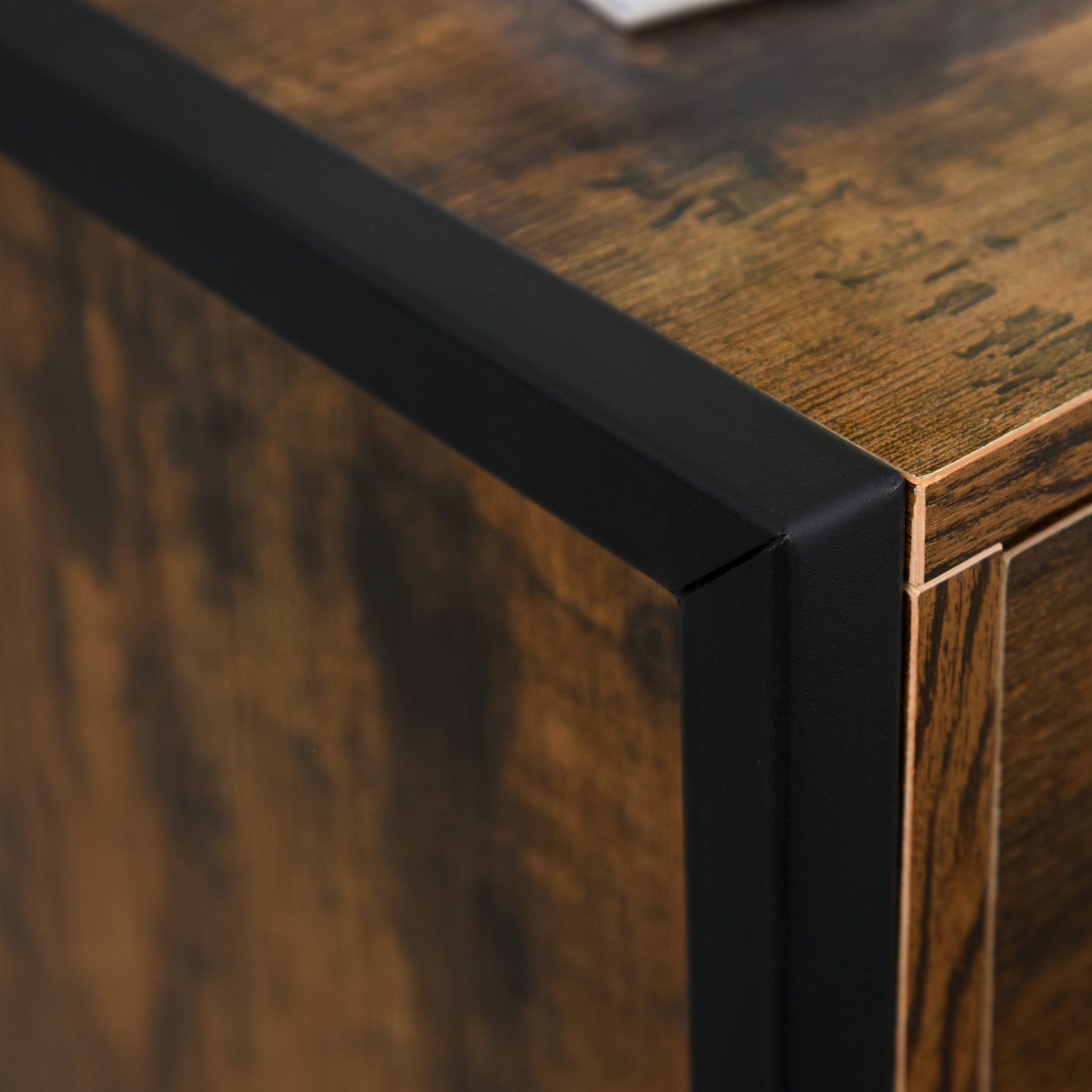 HOMCOM Industrial 3-Drawer Storage Chest Cabinet Organizer Metal Frame Freestanding Unit, Perfect for Bedroom Living Room, Brown