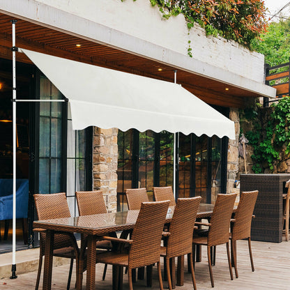 Retractable Outdoor Patio Garden Sun Shade Shelter Beige-White